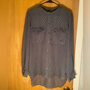 Madewell Grey/Blue Polka Dot Long Sleeve Button Up Blouse Size Medium